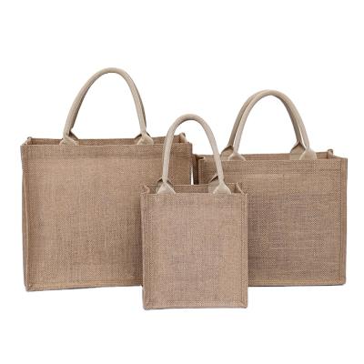 China Custom Printed Logo Jute Environmental Protection Bag Reusable Canvas Canvas Handbag Beach Bag PORTABLE Compound Raw Shopping Bag for sale