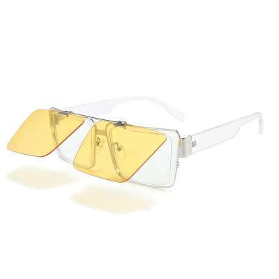 China Yiwu Hot Selling Sunglasses Fashion Sunglasses Shape Glasses Personality Square Frame Flip Vintage Sunglasses for sale