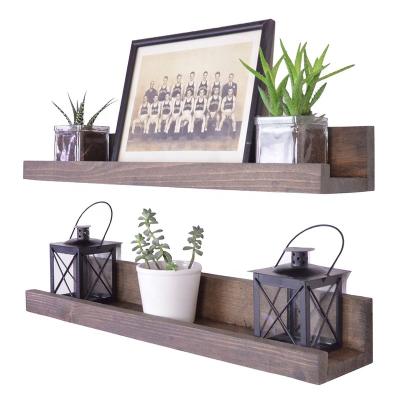 China Adjustable (Height) Wooden Floating Wall Shelves Farmhouse 2 Shelf Rustic Decor Solid Wood Set (Pine 2) for sale