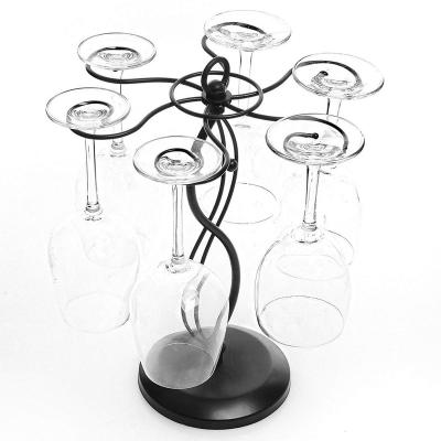 China Viable Free Standing Metal Wine Glass Rack Stemware Storage Table Rack for sale