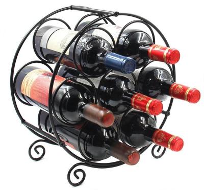 China Free Standing Countertop Honeycomb 8-Bottle Metal Wine Bottle Rack Design Viable Wine Rack Decor for sale