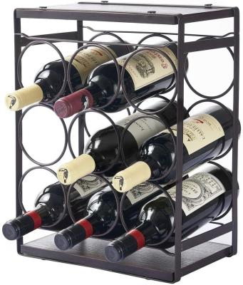 China Sustainable Wooden Countertop Wine Rack 9 Bottles, Tabletop Wine Bottle Rack, No Need Assembly for sale