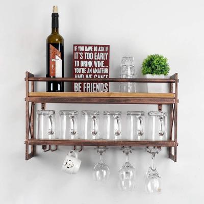 China Sustainable Industrial Stemware 2-Tier Glass Rack , Dining Wine Racks With 5 Stem Glass Rack For Wine Glasses for sale