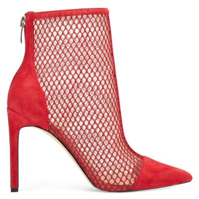 China 2021 durable new sexy mesh pointed toe ladies bootied elegent cool ankle boots for woman for sale