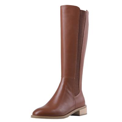 China Wholesale 2021 Breathable Ladies Winter Shoes Long Riding Boots Brown Tube Leather Boots OEM Knee High Boots For Women for sale