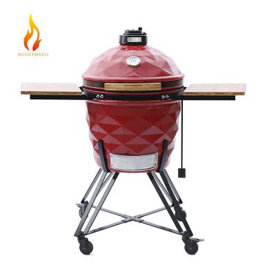 China Size 22inch Adjustable Diamond Diamond BBQ Grill Charcoal Barbecue Kamado Grill Pizza Oven MCD for sale