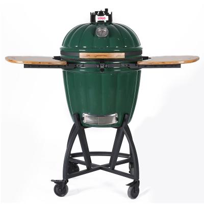 China Easily Assembled Large New Style Indoor And Outdoor Green Kamado Egg Pumpkin 22inch Grill With Cart for sale