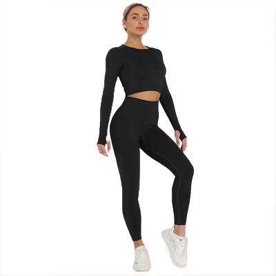 China New Color Breathable Gym 2 Pieces Set Womens Hoodies Joggers Long Sleeve Activewear Yoga Sets For Women Yoga Suit for sale