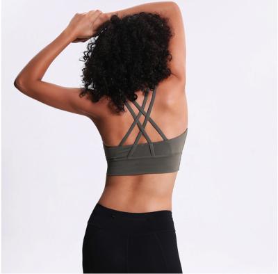 China Breathable Top High Quality Cross Back Bra Cross Back Yoga Sports Bra Gym Wear Yoga Sports Bra OEM Customized for sale