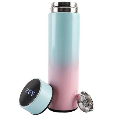 China Gradient Color Stainless Steel Vacuum Flask Viable Insulated Water Bottle Coffee Mug With Temperature Sensor for sale