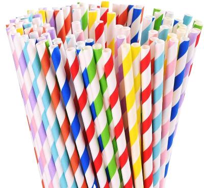 China Stripe Multicolor Disposable Biodegradable Paper Straws Eco Friendly Drinking Straws For Juice, Soda, Cocktails, Shakes for sale