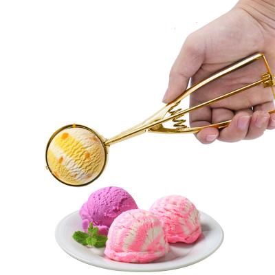 China Sustainable Rose Gold Ice Cream Scoop 3Pcs Cookie Scoop Set Metal Ice Cream Scoop With Trigger Release for sale