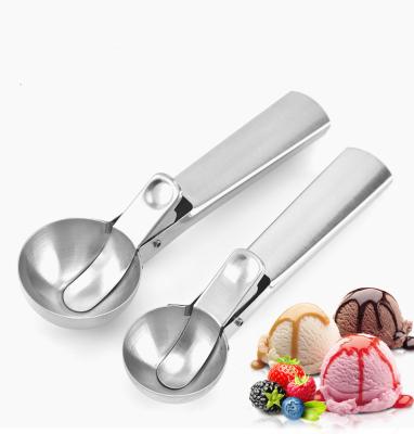 China Viable Stainless Steel Ice Cream Scoop with Trigger Metal Ice Cream Scoop Spoon Perfect for Frozen Yogurt, Gelatos, Sundaes for sale