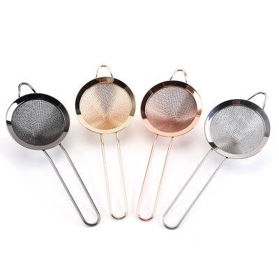 China Viable Fine Stainless Steel Tea Coffee Mesh Strainer Cocktail Food Sieve Matcha Strainer With Long Handle For Dual Tension Utensil for sale