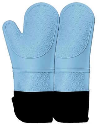 China Extra Long SMT Heat Resistant Silicone and Slip Resistant Oven Mitts Water and Steam Resistant Food Safe Silicone Oven Gloves for sale