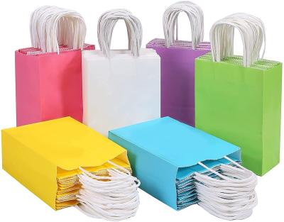 China Convenient White And Brown Kraft Paper Bag Favor Gift Bags Paper Shopping Party Bags With Handle Assorted Colors for sale