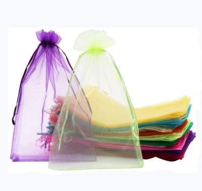 China Drawstring Gift Bag Assorted Colors Sheer Organza Mesh Bag and Transparent Yarn Gift Bags Gift Bags with Drawstring for sale