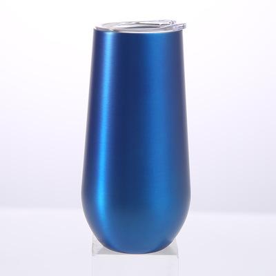 China Disposable 6oz Stainless Steel Wine Tumbler With Travel Cup Wall Lid Colored Double Egg Shape Tumbler for sale