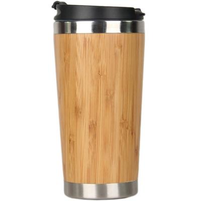 China Sustainable Wooden Coffee Mug Stainless Steel Travel Insulated Bamboo Mug With Lid Coffee Mugs for sale