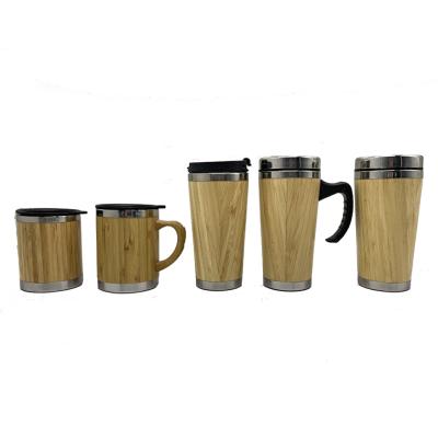 China Custom BPA Free Coffee Mug Stainless Steel Disposable Wooden Travel Mug Bamboo Coffee Mug for sale