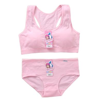 China Antibacterial Slim Sexy Teenage Kids Girl Panties Set Training Bras Brief For Kids Girl Bra Panties for sale