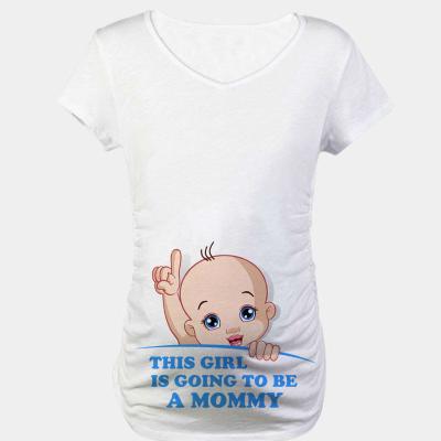 China Funny Pregnant Shirts Anti-Static Pregnancy Blanks Shape White Funny Woman Maternity Clothes Graphic Tee Print Custom Made In Stock for sale