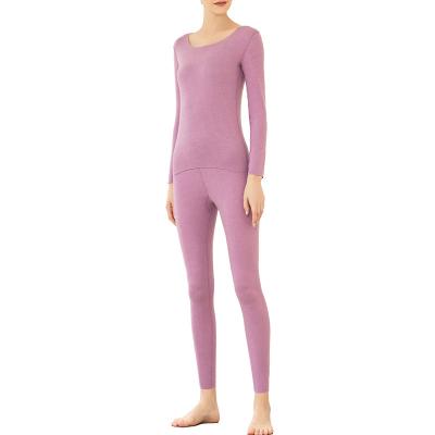 China Antibacterial double-sided thermal underwear for women in autumn and winter without traces of wear bottoming pullover tharmel sets for sale