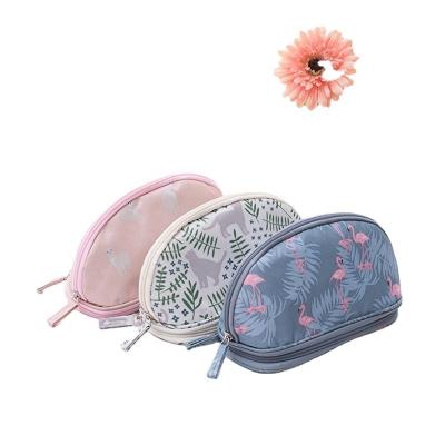 China Classic Vintage Design Large Double Layer Zipper Makeup Bag Travel Cosmetic, Polyester Fabric Stand Up Cosmetic Bag With Full Printing