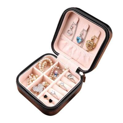 China Custom Leather Jewelry Box Organizer Velvet Jewelery Storage Case PU Logo Pu Leather Small Travel for Ring Earring Necklace Gift Packaging for sale