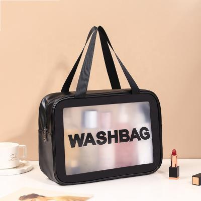 China Hot Selling Logo Customize Travel Transparent Pink Tpu Lady 2021 Zipper Cosmetic Bag Pouch Waterproof Clear PVC Leather Make Up Bags for sale