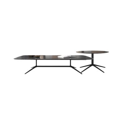 China Stable Luxury Italian Living Room Furniture Contemporary Style Marble Coffee Table with Rock Dish Top and Steel Base for sale