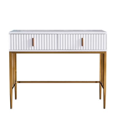 China Hallway Formhouse Stainless Steel Entry Console Tables Kitchen Sideboard Luxury White Wood Glass Cabinet (Other) Gold Modern Adjustable Long for sale