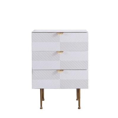 China Cutout Modern Bedroom Furniture MDF Nightstands Bedside Table With Drawers Case Black CustomizedModern Bedroom Furniture MDF White Beds for sale