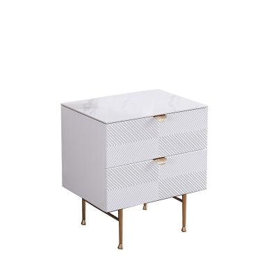 China (Size) Adjustable Stainless Steel Nightstand Nightstand Modern Nordic Simple Style With 2 Drawers For Bedroom Rock Dish for sale