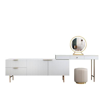 China Wooden desk (new adjustable bedroom furniture other) 2022 with a stool white with drawers makeup vanity desk with mirror dressing table for sale