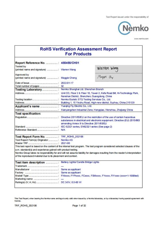 RoHS - Yueqing Fiy Electric Co., Ltd.