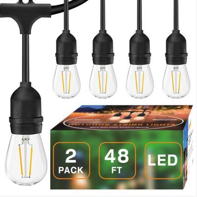 China Garden 2021 48ft Most Popular Vintage Glow Edison Bulb Outdoor Bistro String LED Lights for sale