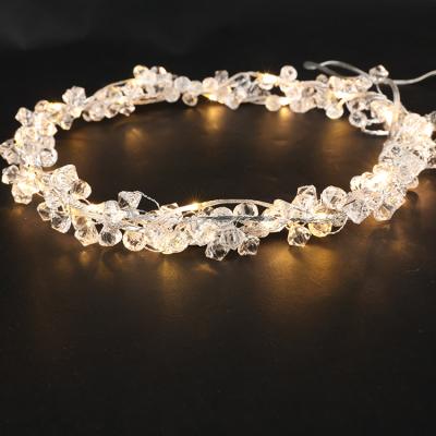 China PVC wedding decoration lamp hair accessories bridal garland led crystal lights string light for sale