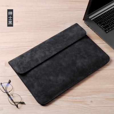 China Leather Soft Felt Briefcase Laptop Sleeve Bag Cover Case 13 14 15 6 Inch For Apple Mac Pro Macbook Black OEM Customized Logo Style for sale