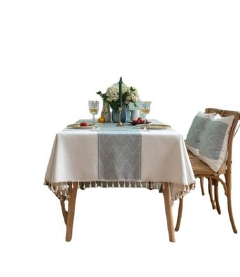 China Modern Elegant Rectangular Thicken Table Cloth With Tassels Dust Proof Table Cover For Kitchen Dining Table Decoration for sale