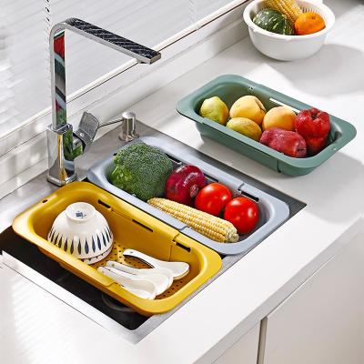 China Viable Over the Sink Colander Strainer Basket - Wash Vegetables and Fruits, Drain Cooked Pasta and Dry Dishes - Extendable Folding for sale