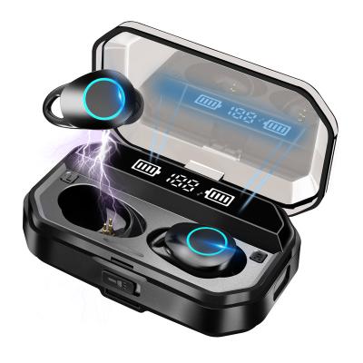 China waterproof T19 TWS In-ear LED display noise canceling In-ear earbuds auto connect headphones and wireless headphones for sale