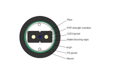 Chine Câble optique d'intérieur de fibre de noyau du câble d'interface de FTTH 1 avec le porteur 2 central à vendre