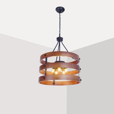 China Vintage Art Unique Round Shape Modern American Style Wooden Hotel Home Dining Chandelier for sale