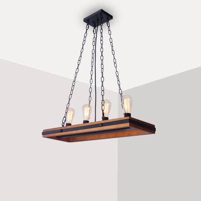 China Retro Loft Dining Table Metal Pendant Lamp Industrial Wood Hanging Ceiling Light for Dining Table for sale