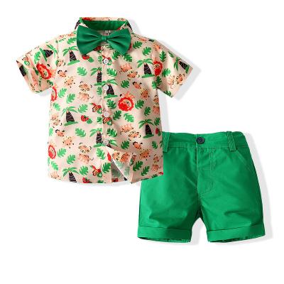 China 1-5 Years Baby Boy Casual Sets Cute Animal Lion Shirt For Boys Green Shorts Kids Outfits Tops Baby Boy Clothes Toddler Set for sale