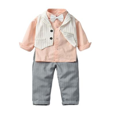 China 2022 Formal Wedding Casual Tuxedo Baby Boy Toddler Gentleman Suit Vest Pants T-shirts Kids Dress Sets for sale