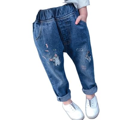 China Breathable 4-13 Years Kids Girl Clothes Denim Dress Pants Bowboy Kids Girls Jeans Pants for sale