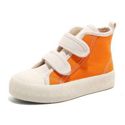 China Wholesale flat children's canvas spring autumn Korean version customized color matching boys' high top girls' shoe for sale