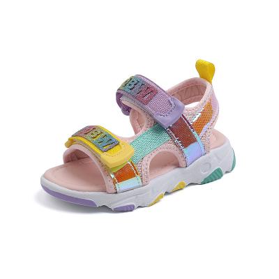 China Summer Toddler Girls Flat Beach Sandals Soft Bottom Breathable Shoes Open Toe Flat Sandals Sport Shoes Fashion Color Shoe for sale